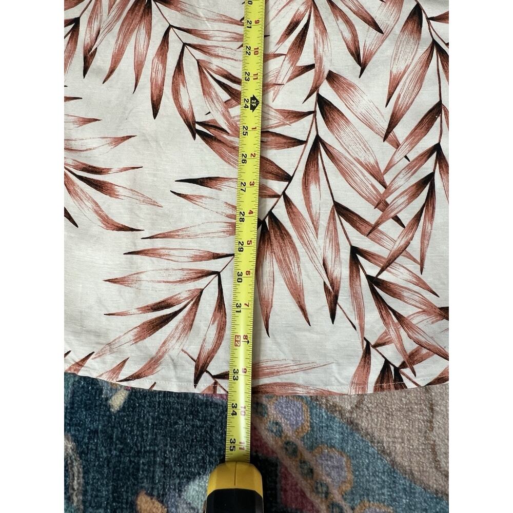 ANN TAYLOR Linen Blend Pearl Sand Tropical Leaf Print Tie Waist Midi Skirt Sz S - Picture 11 of 11